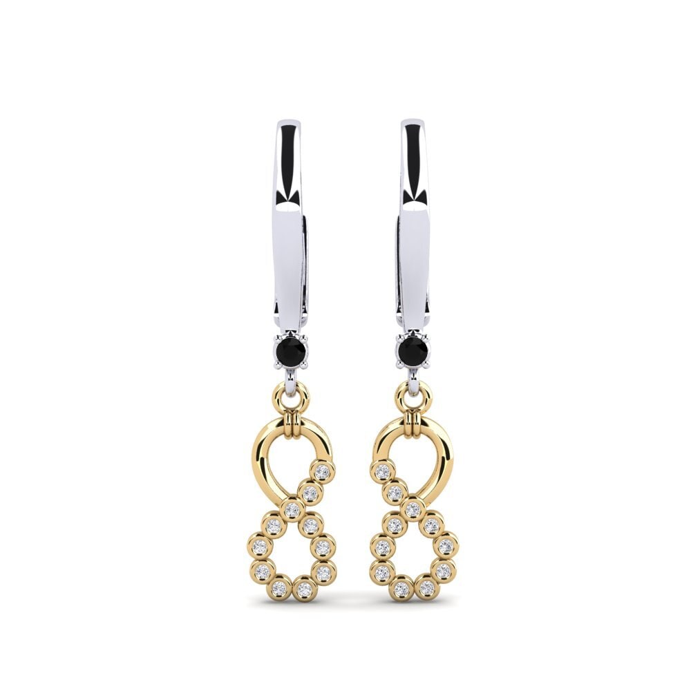 9ct White & Yellow Gold Black Onyx Women's Earring Lifetyd