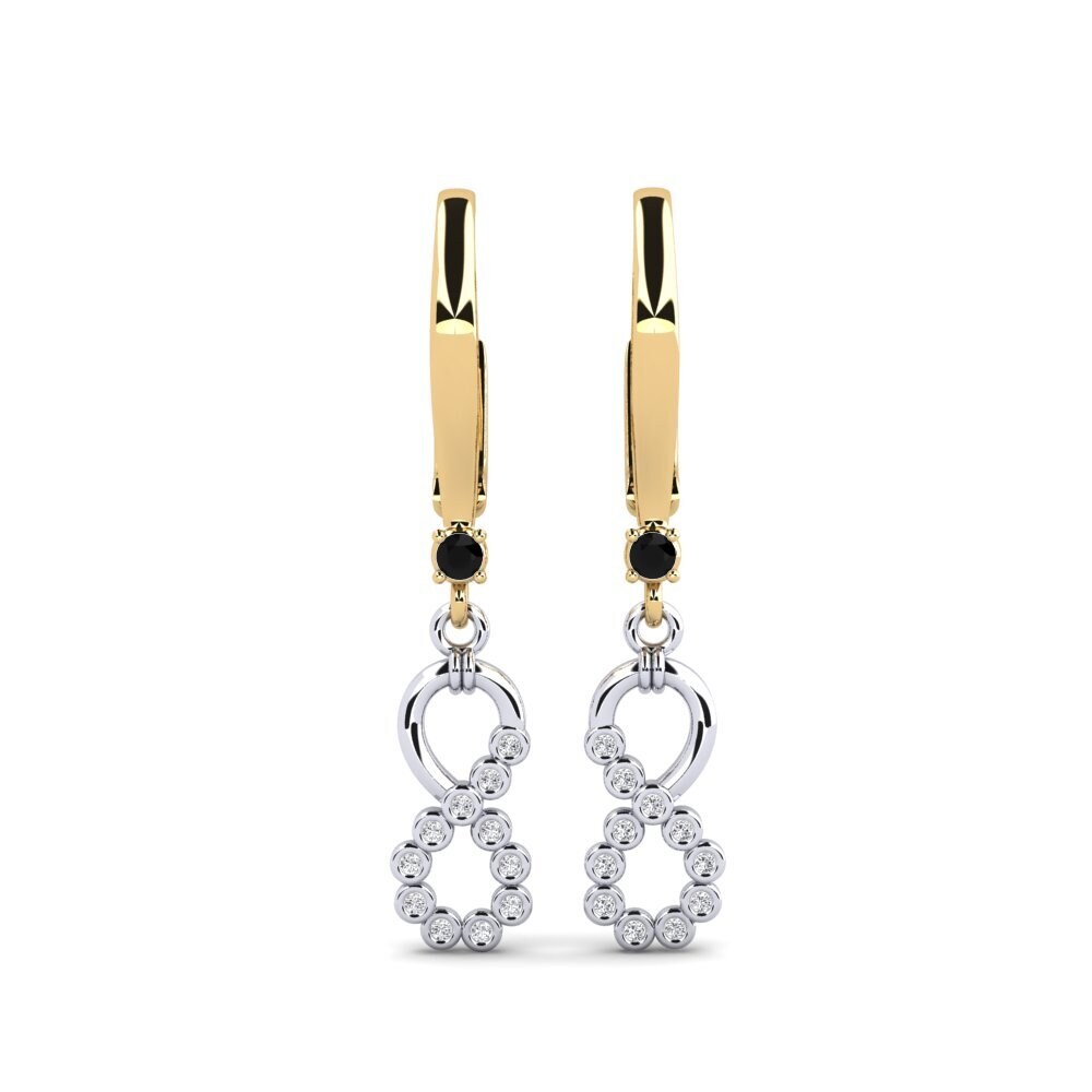 9ct Yellow & White Gold Black Onyx Women's Earring Lifetyd
