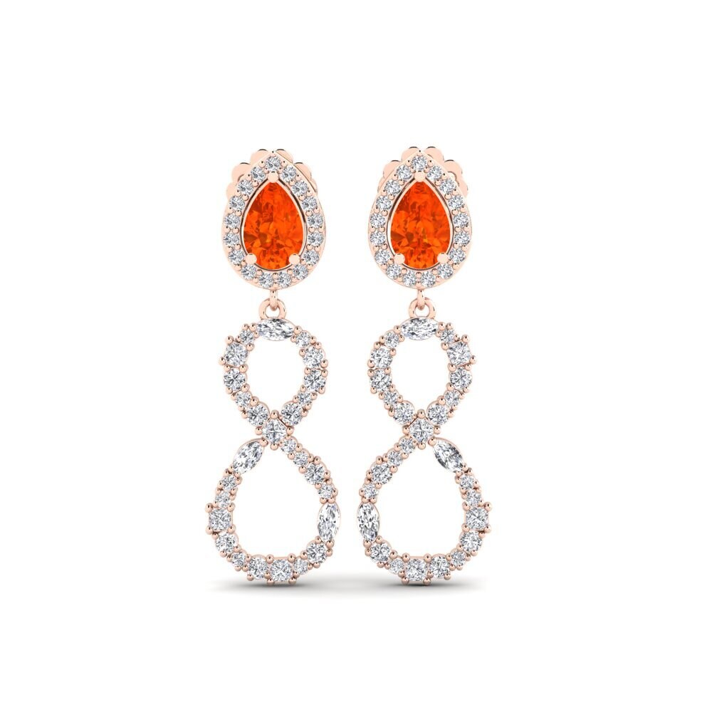 9ct Rose Gold Fire Opal Women's Earring Marfikent