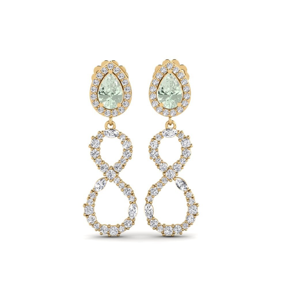 18ct Yellow Gold Green Amethyst Women's Earring Marfikent