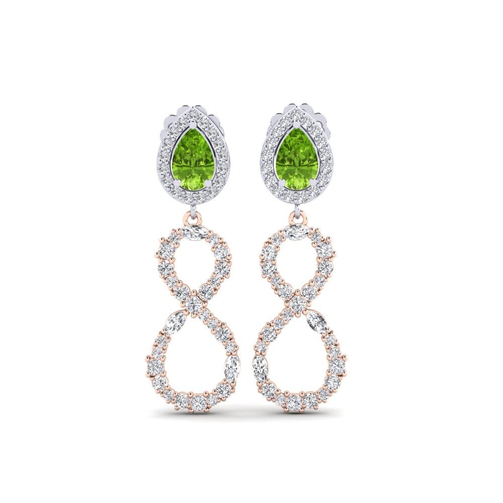 9ct Rose & White Gold Peridot Women's Earring Marfikent