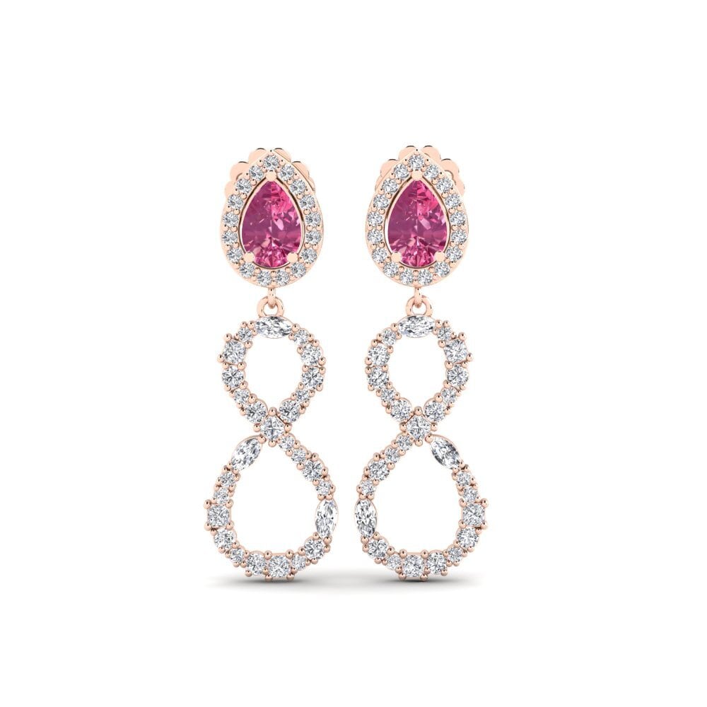 9ct Rose Gold Pink Tourmaline Women's Earring Marfikent