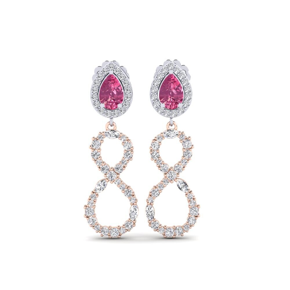 9ct Rose & White Gold Pink Tourmaline Women's Earring Marfikent