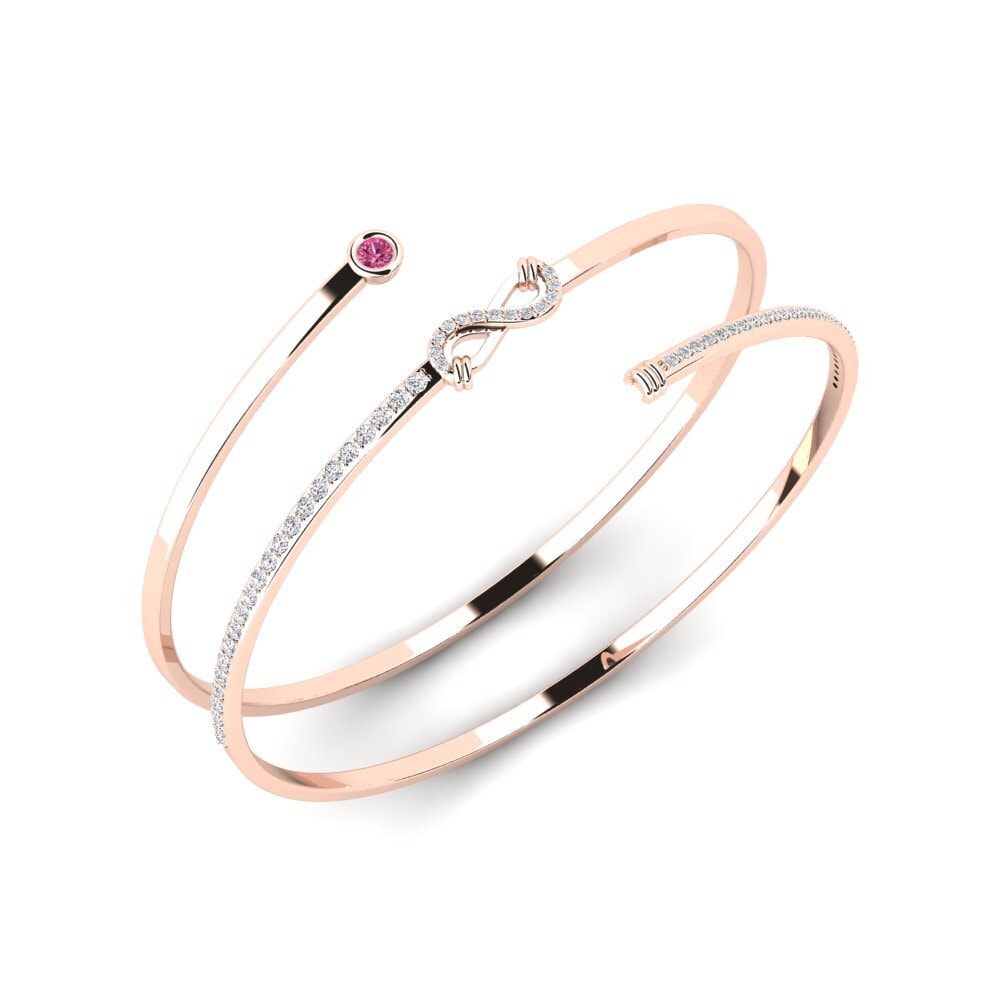 9ct Rose Gold Pink Tourmaline Women's Bangle Mifandray