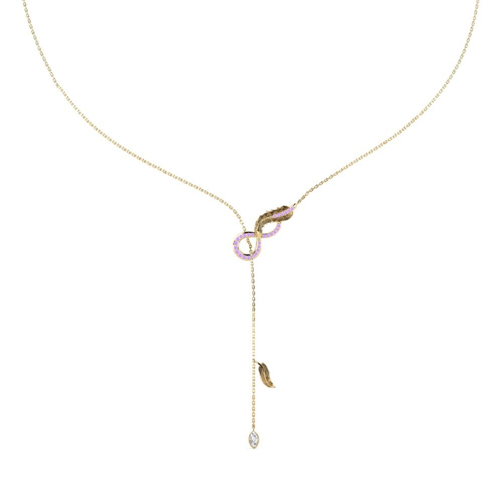 9ct Yellow Gold Amethyst Women's Necklace Nuitetjour