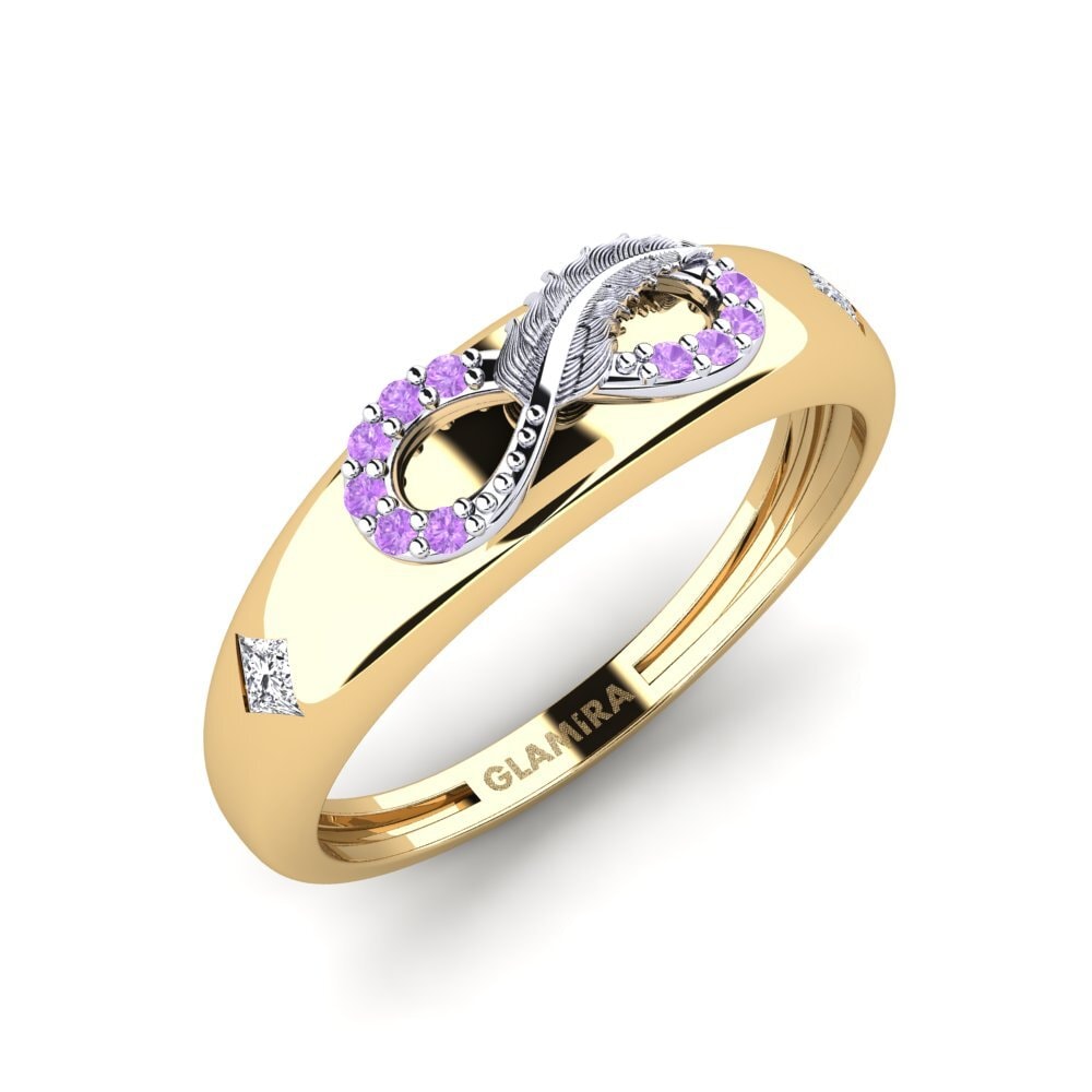9ct Yellow & White Gold Amethyst Ring Obman