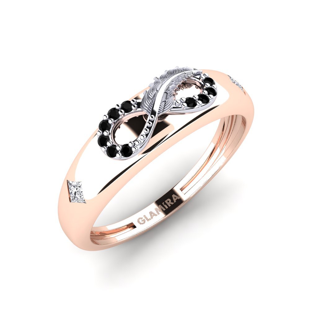 9ct Rose & White Gold Black Onyx Ring Obman