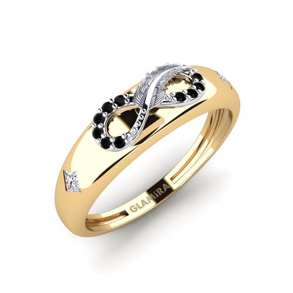 9ct Yellow & White Gold Black Onyx Ring Obman