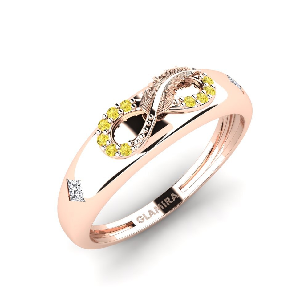 14ct Rose Gold Yellow Sapphire Ring Obman