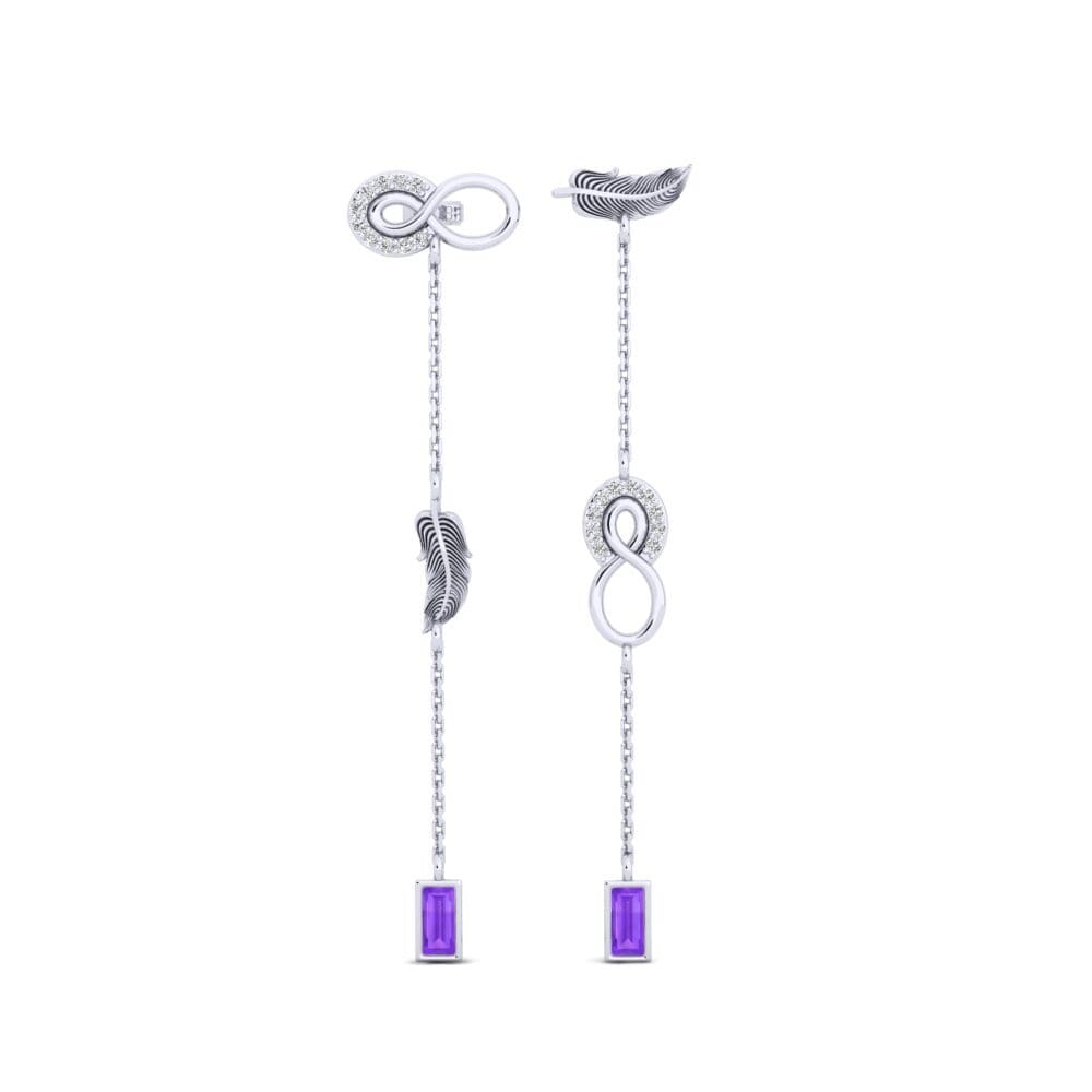 950 Palladium Amethyst Women's Earring Oiana