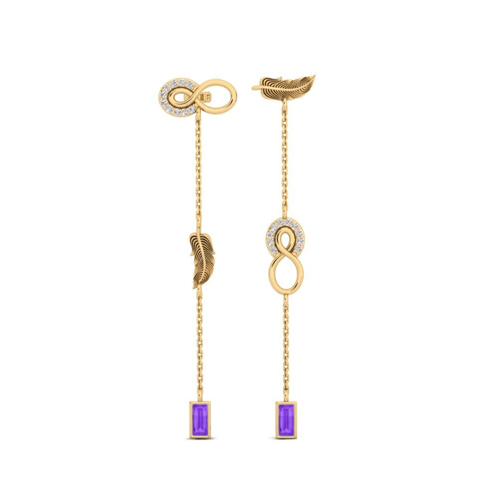 9ct Yellow Gold Amethyst Women's Earring Oiana