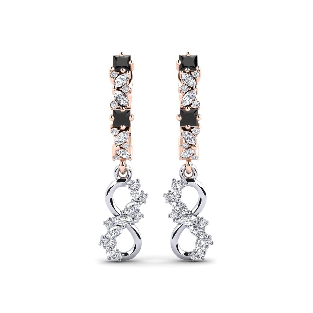 9ct Rose & White Gold Black Onyx Women's Earring Pepo