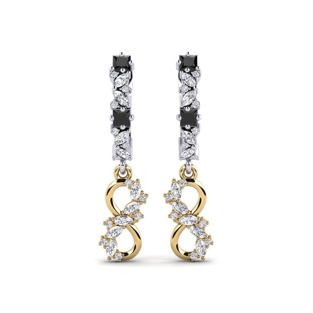 9ct White & Yellow Gold Black Onyx Women's Earring Pepo