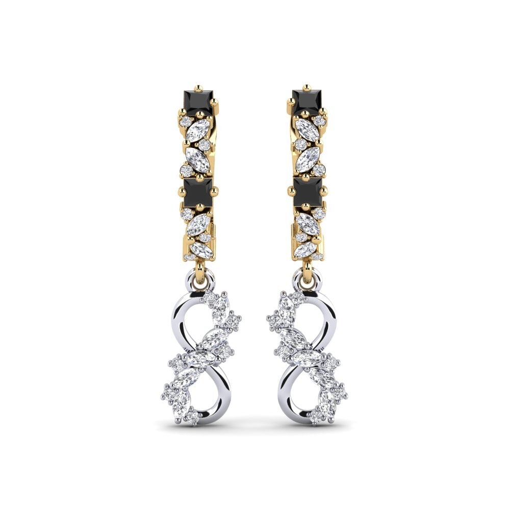 9ct Yellow & White Gold Black Onyx Women's Earring Pepo