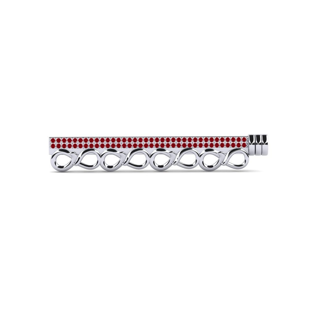 950 Platinum Red Zirconia Hair Clip Reunirse