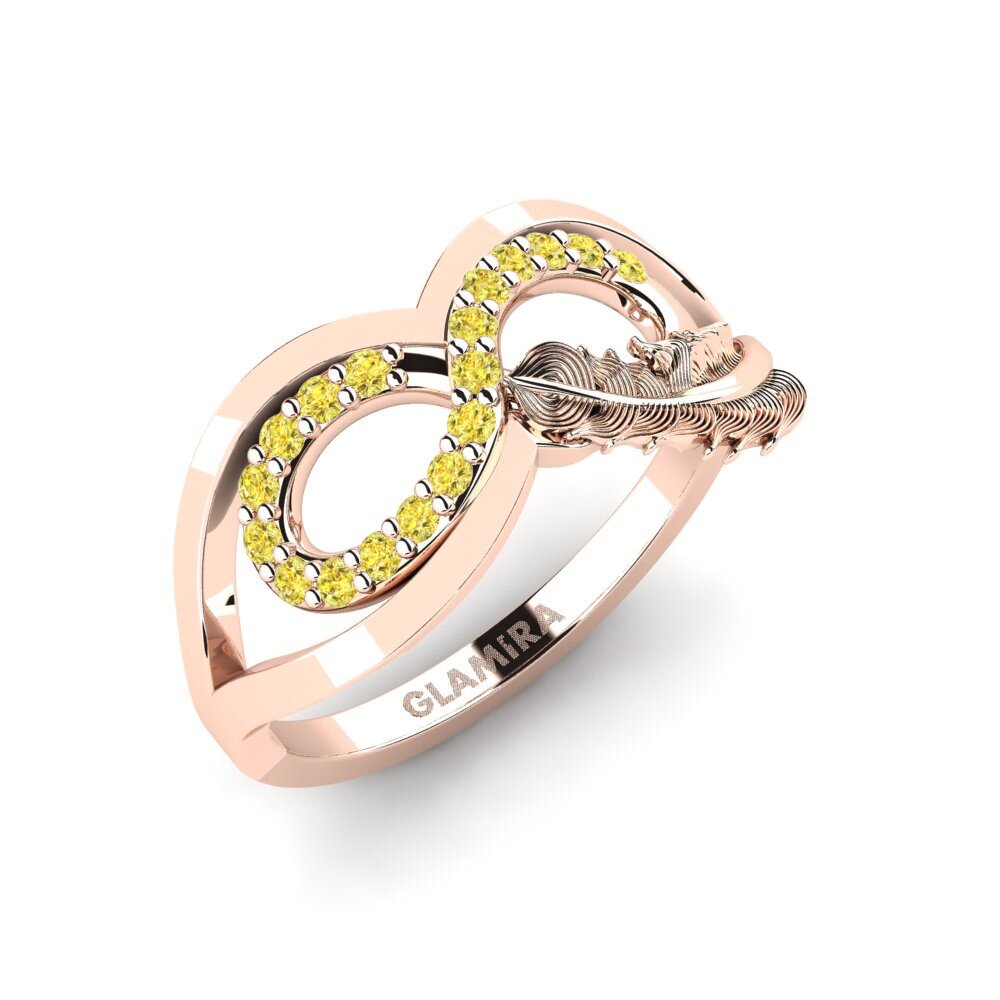 14ct Rose Gold Yellow Sapphire Pinky Ring Shram