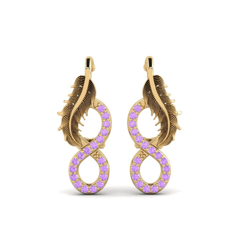 9ct Yellow Gold Amethyst Women's Earring Simplicite A