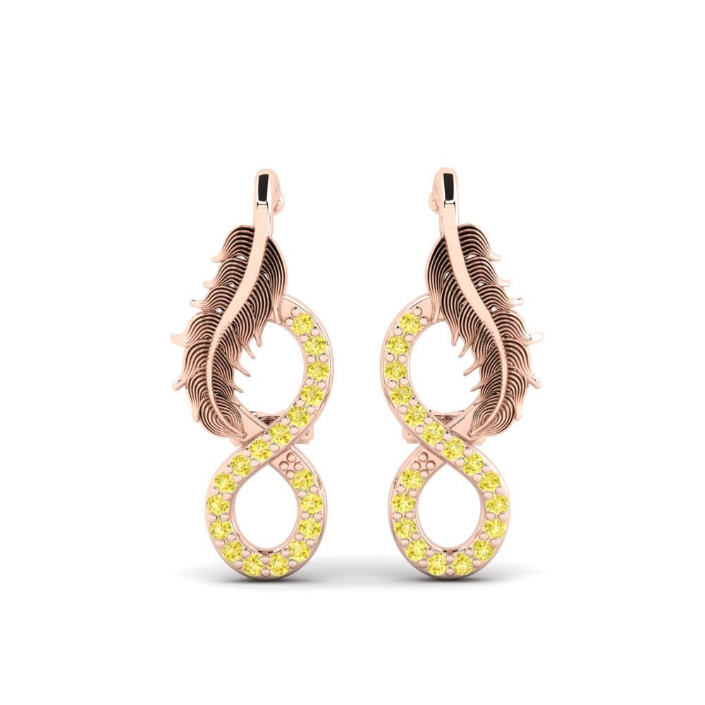 14ct Rose Gold Yellow Sapphire Women's Earring Simplicite A