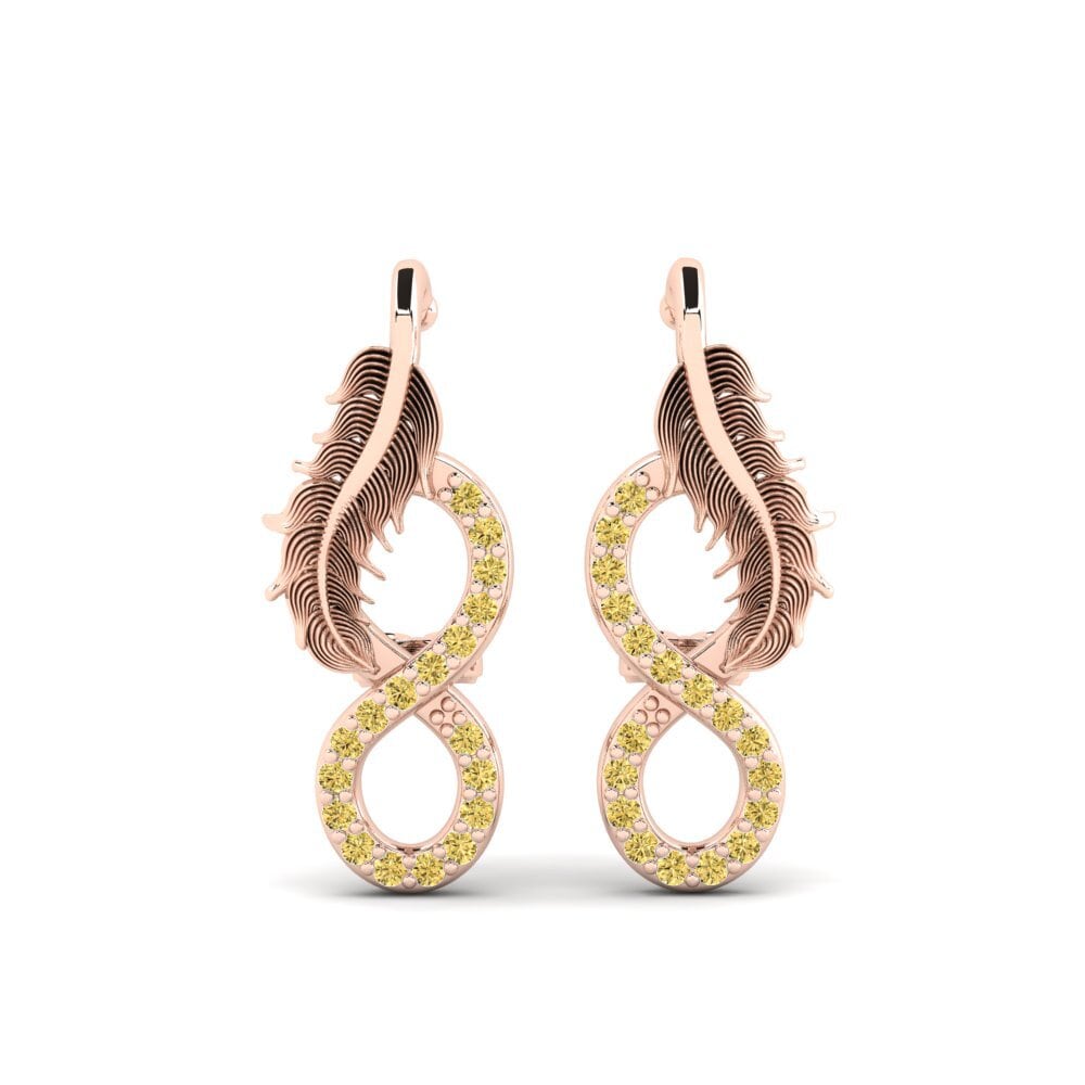 14ct Rose Gold Yellow Diamond Women's Earring Simplicite A
