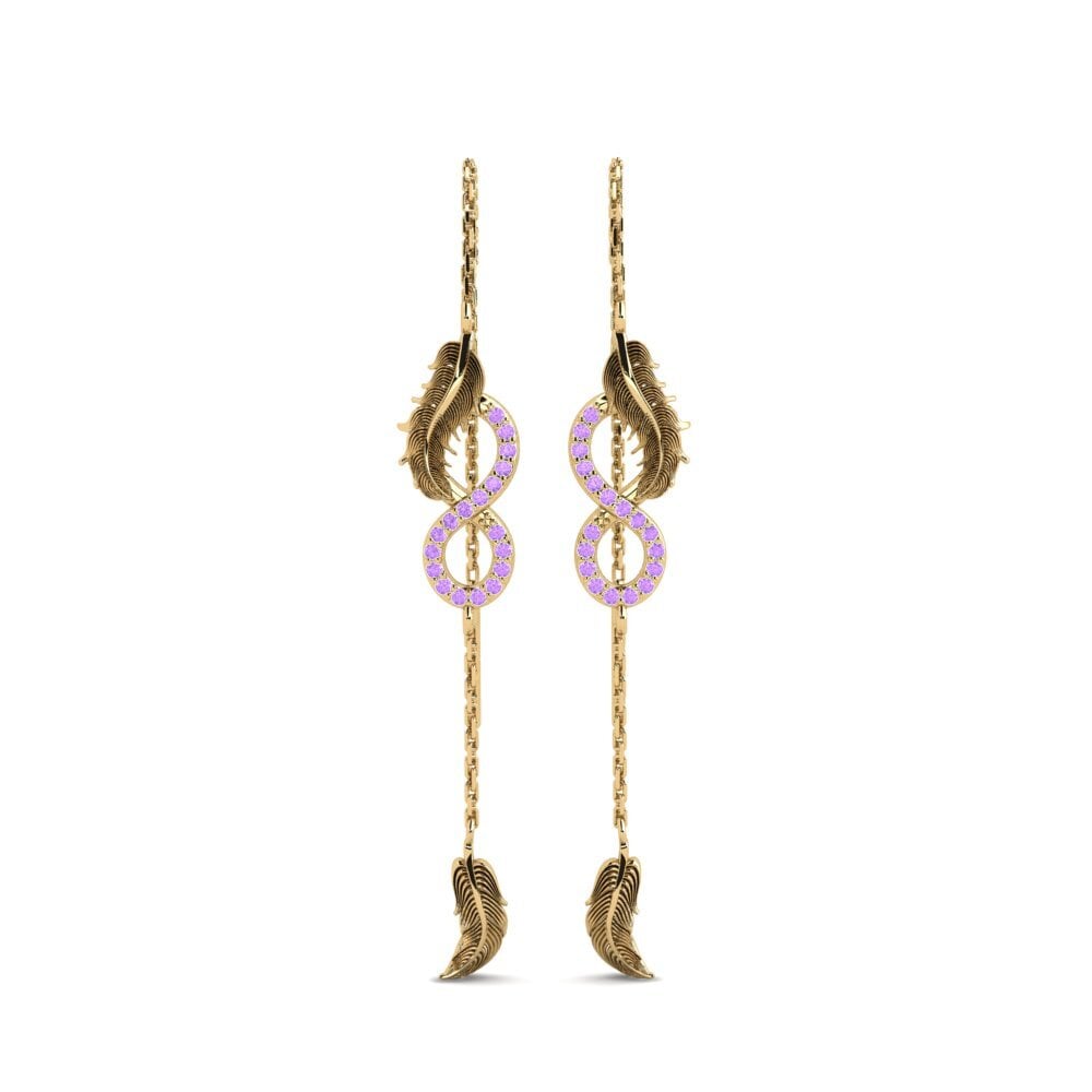 9ct Yellow Gold Amethyst Women's Earring Simplicite B