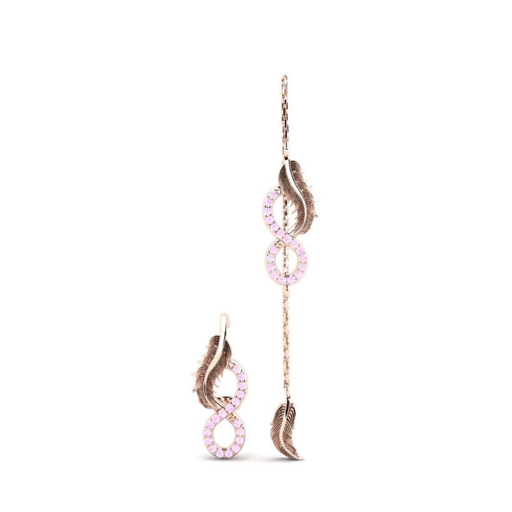 9ct Rose Gold Pink Sapphire Women's Earring Simplicite Set