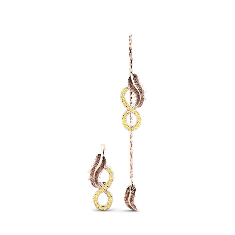14ct Rose Gold Yellow Sapphire Women's Earring Simplicite Set