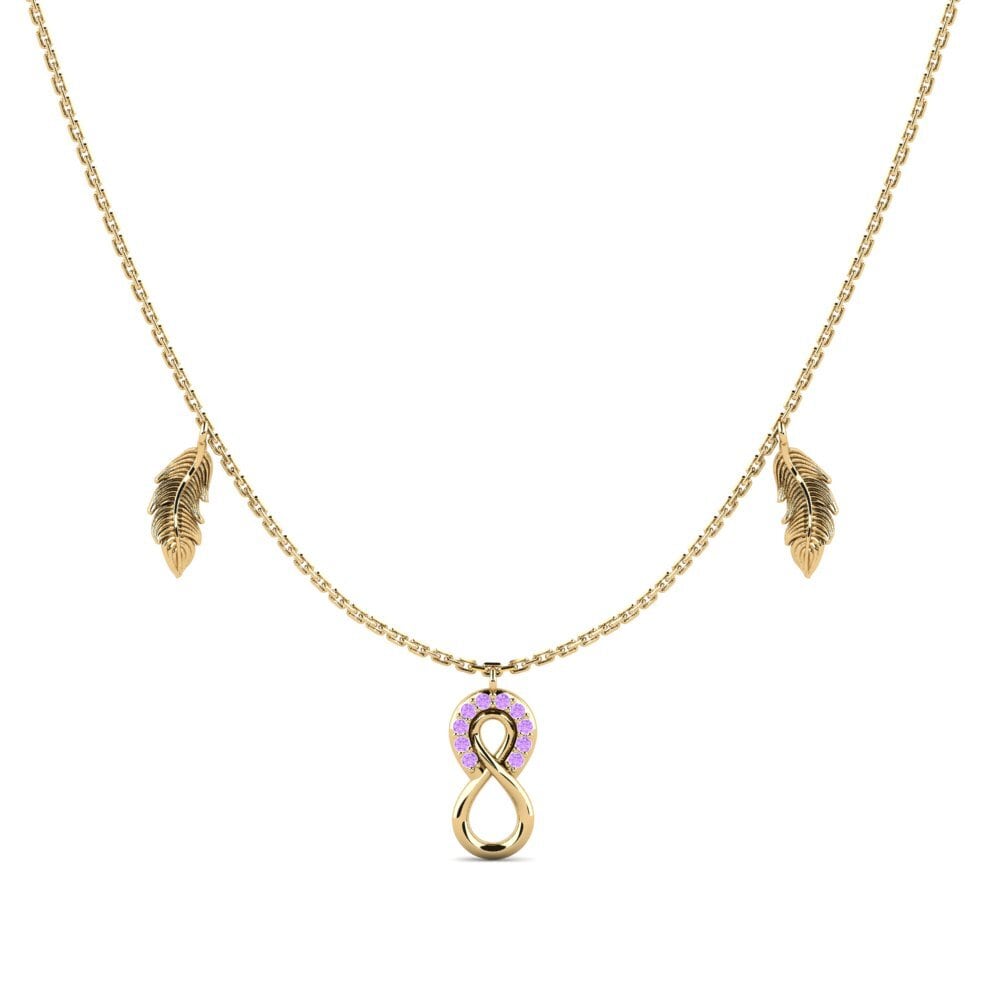 9ct Yellow Gold Amethyst Women's Necklace Tempete