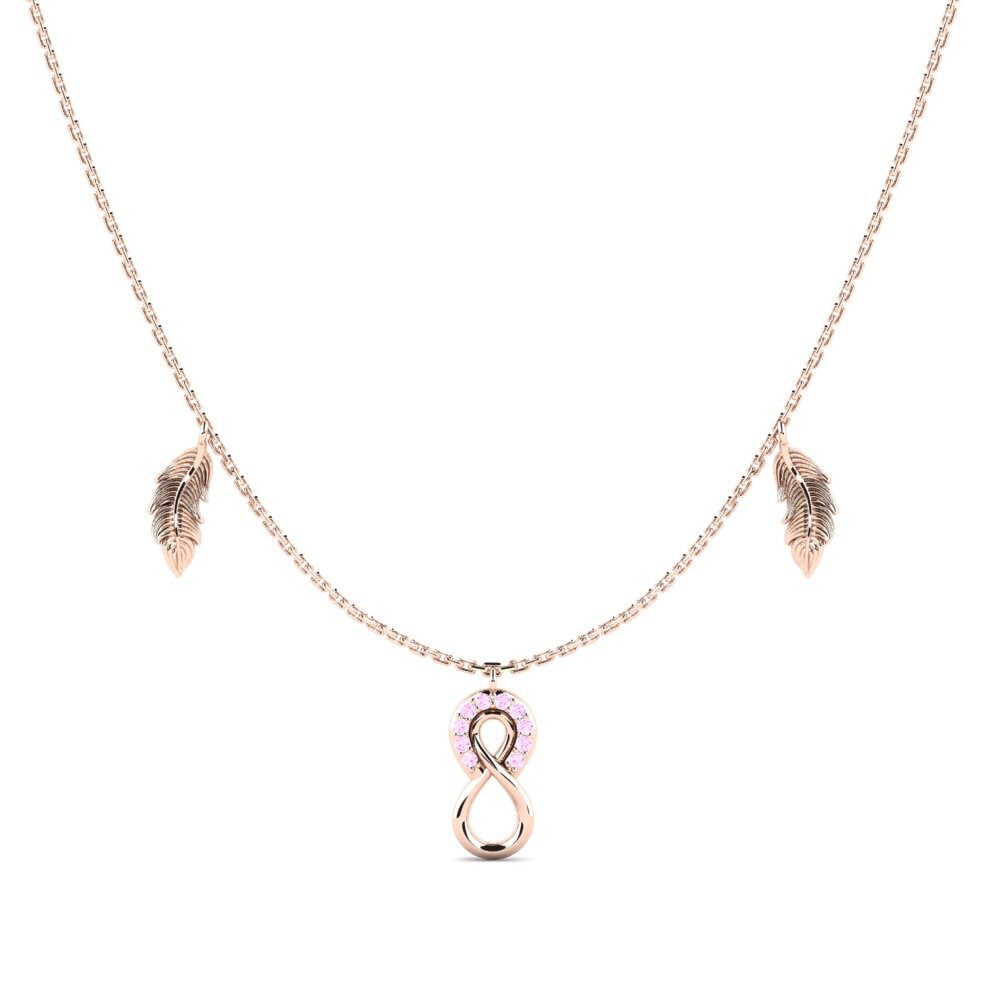 9ct Rose Gold Pink Sapphire Women's Necklace Tempete