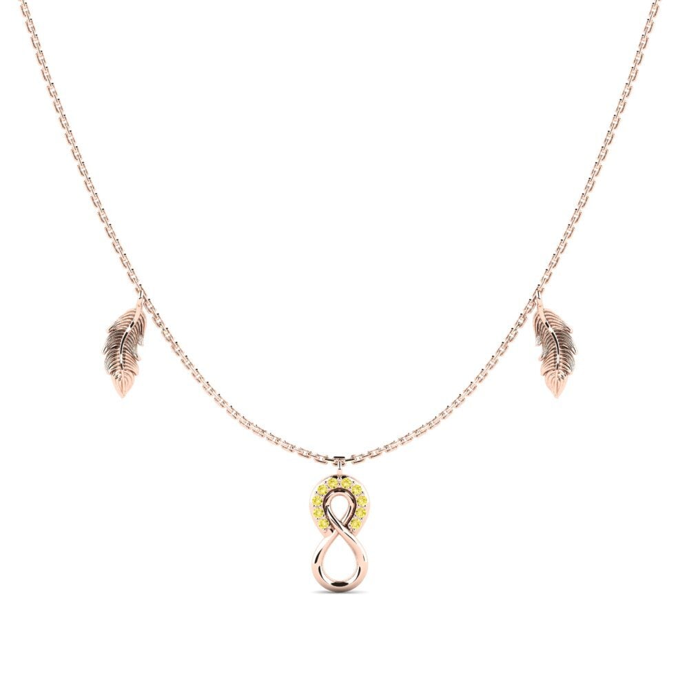 14ct Rose Gold Yellow Sapphire Women's Necklace Tempete