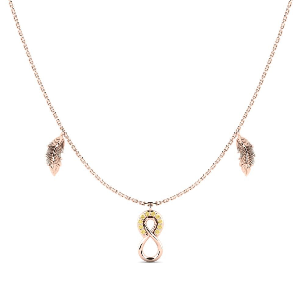 14ct Rose Gold Yellow Diamond Women's Necklace Tempete