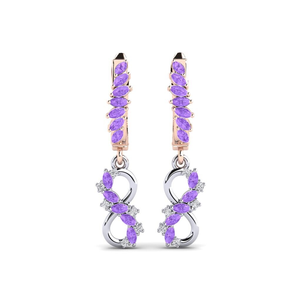 18ct Rose & White Gold Amethyst Women's Earring Tempus