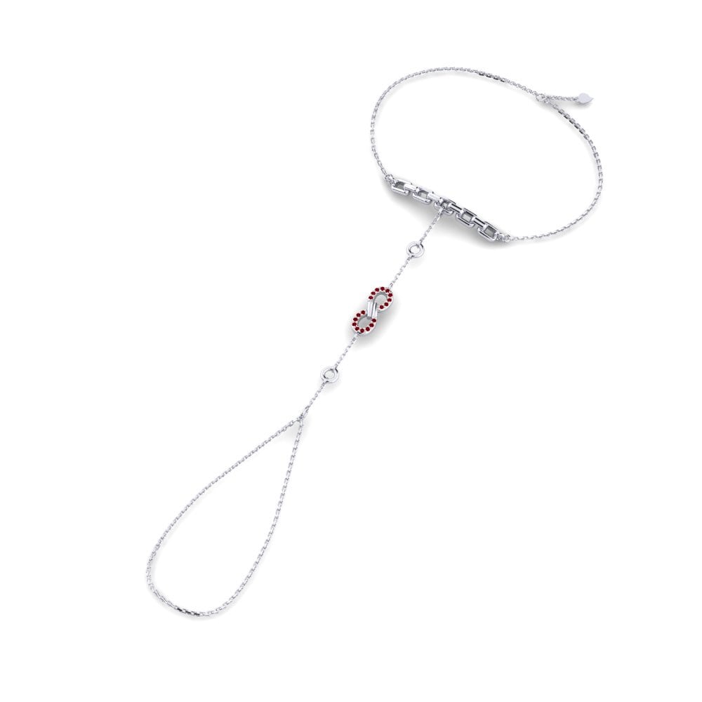 950 Platinum Red Zirconia Finger Bracelet Zaedno