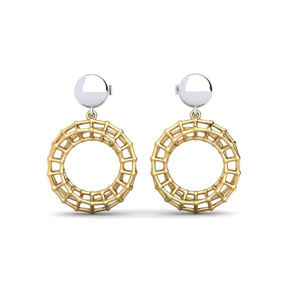 14k Oro Amarillo & Blanco Pendientes Gnisopmi