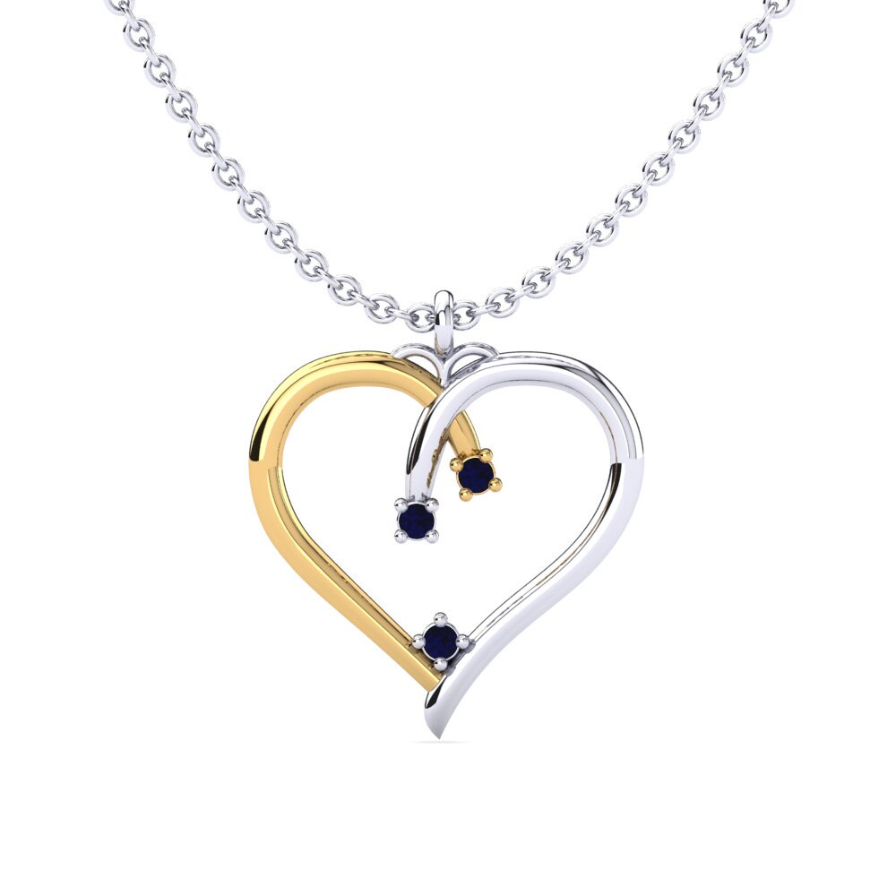 Vàng Trắng-Vàng 9K Đá Sapphire Mặt dây chuyền nữ Aria