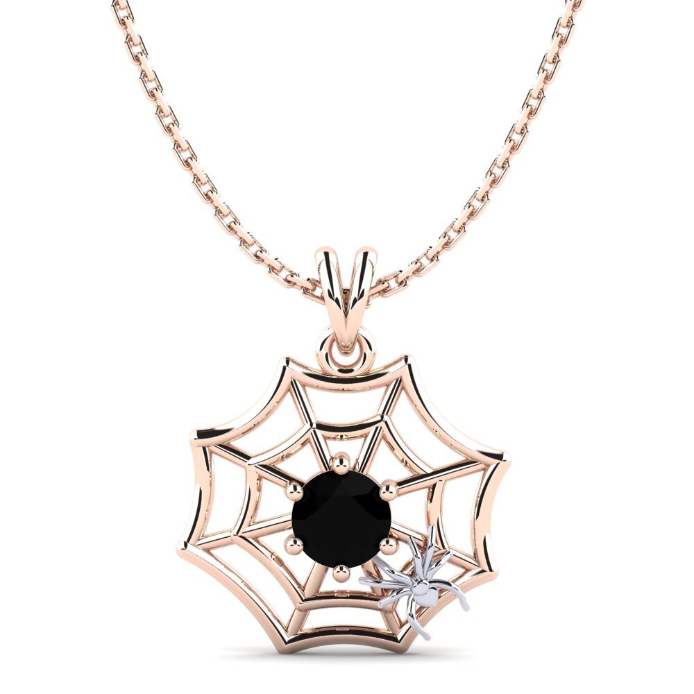 9k Oro Rosa & Blanco Ónix Negro Colgante de Mujer Mathilda