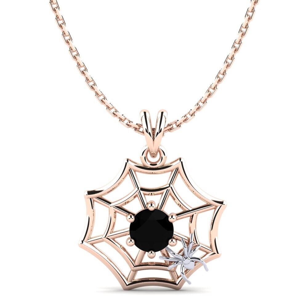 14k Oro Rosa & Blanco Zafiro negro Colgante de Mujer Mathilda