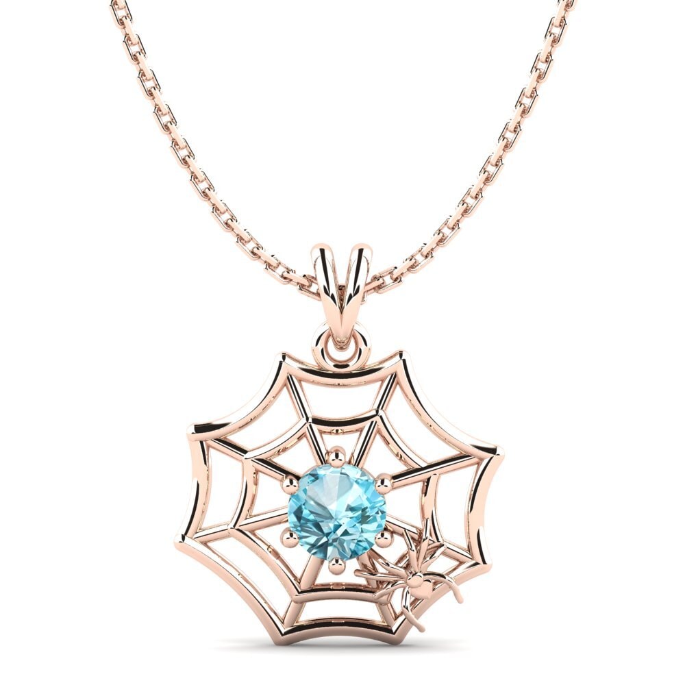 14k Oro Rosa Circón Azul Colgante de Mujer Mathilda