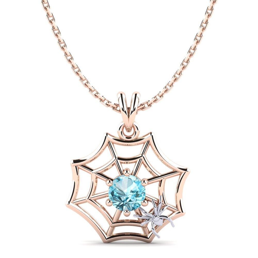 14ct Rose / White Gold Blue Zircon Women's Pendant Mathilda