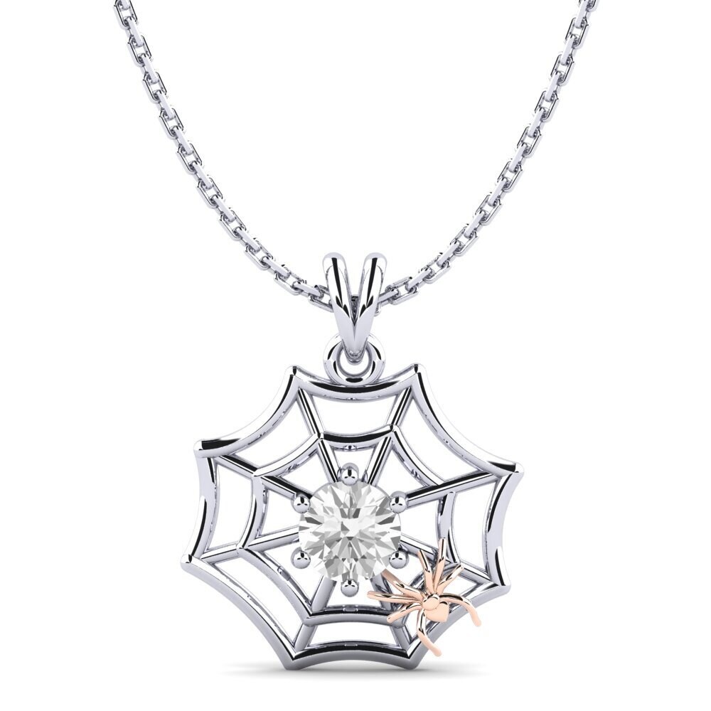 18k Oro Blanco & Rosa Zafiro blanco Colgante de Mujer Mathilda