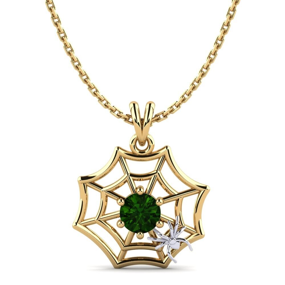 14k Oro Amarillo & Blanco Turmalina verde Colgante de Mujer Mathilda