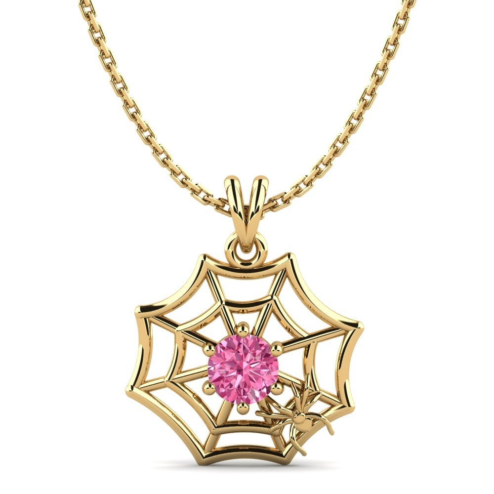 14k Oro Amarillo Turmalina rosa Colgante de Mujer Mathilda