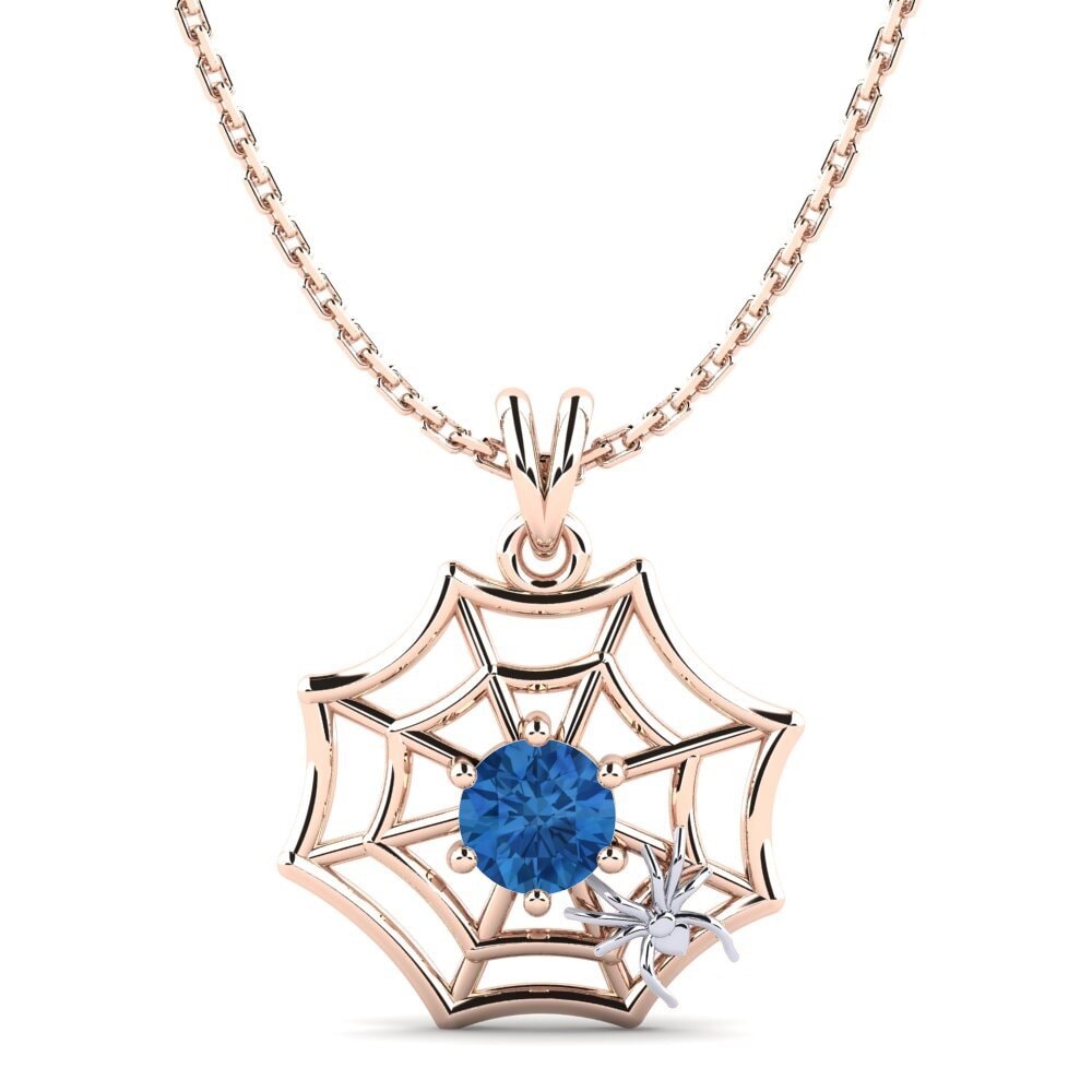 9k Oro Rosa & Blanco Circonita Azul Oscuro Colgante de Mujer Mathilda