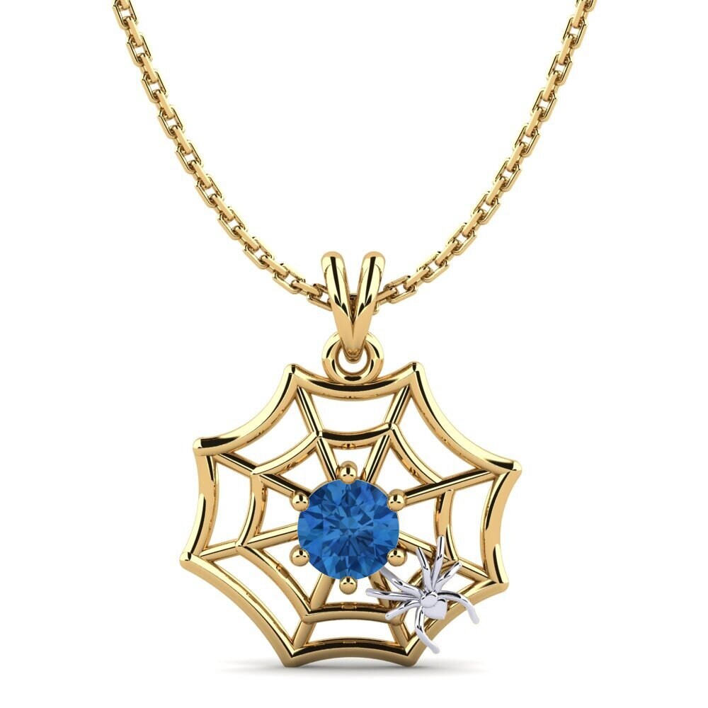 14k Oro Amarillo & Blanco Circonita Azul Oscuro Colgante de Mujer Mathilda