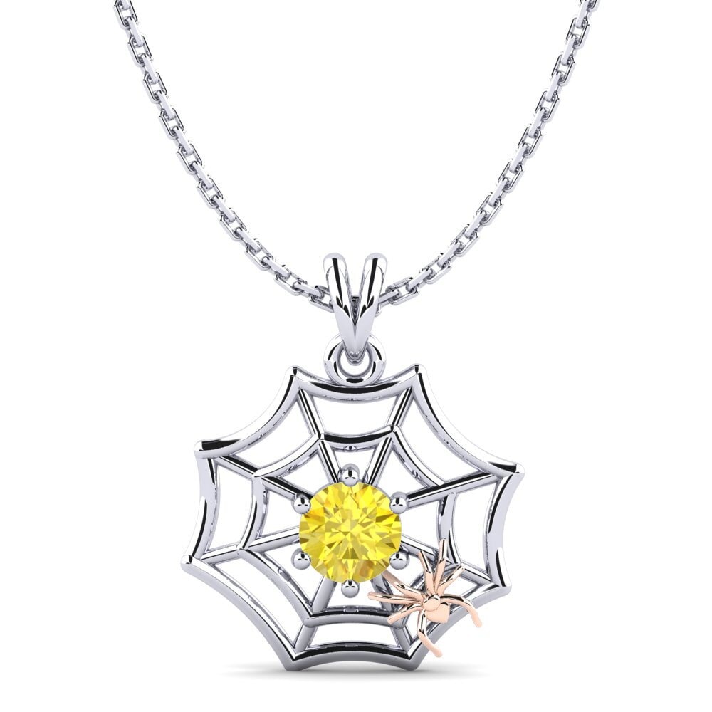 14k Oro Blanco & Rosa Zafiro amarillo Colgante de Mujer Mathilda