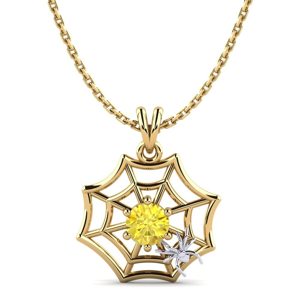 14k Oro Amarillo & Blanco Zafiro amarillo Colgante de Mujer Mathilda