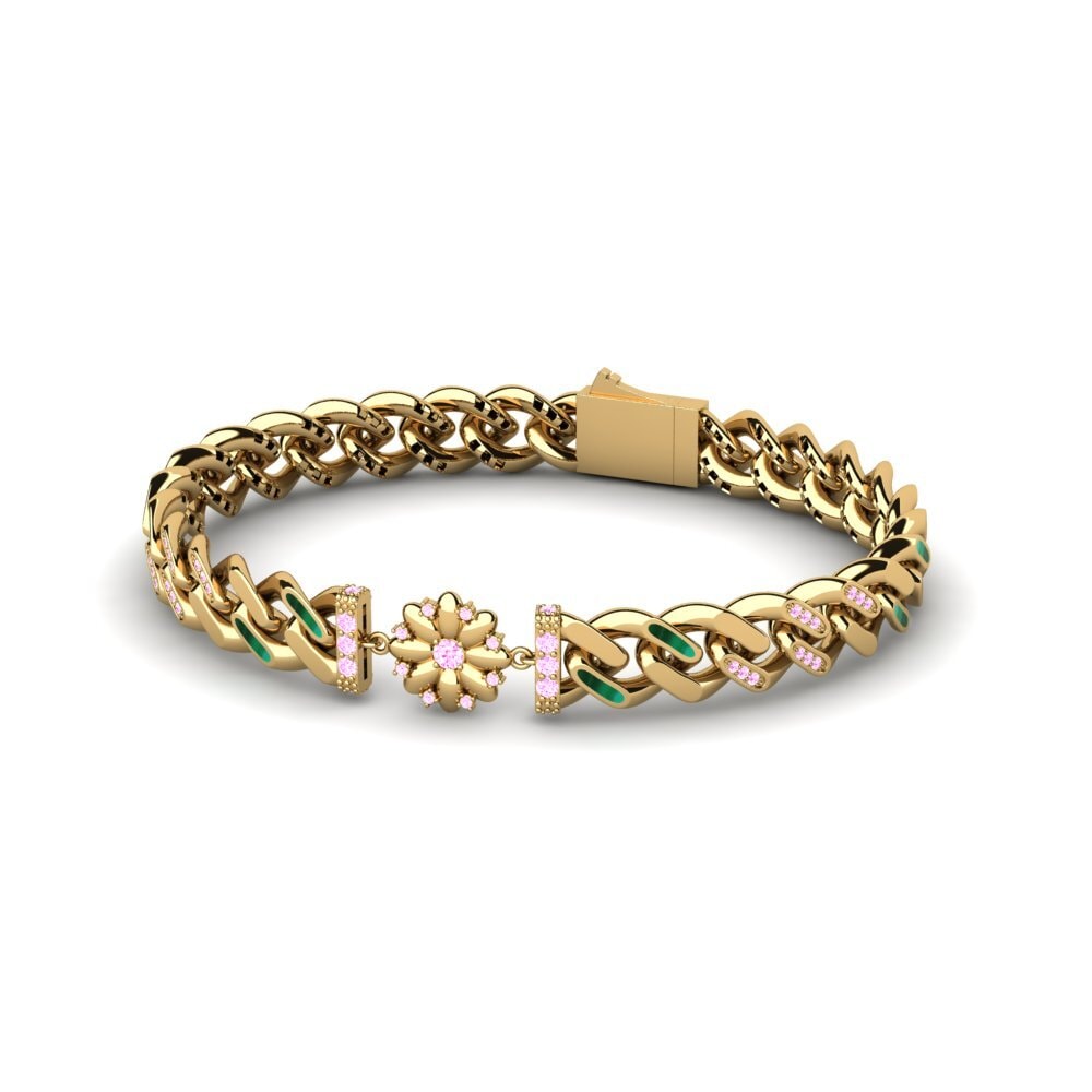 Round Pink Sapphire Women's Bracelet Fihalent