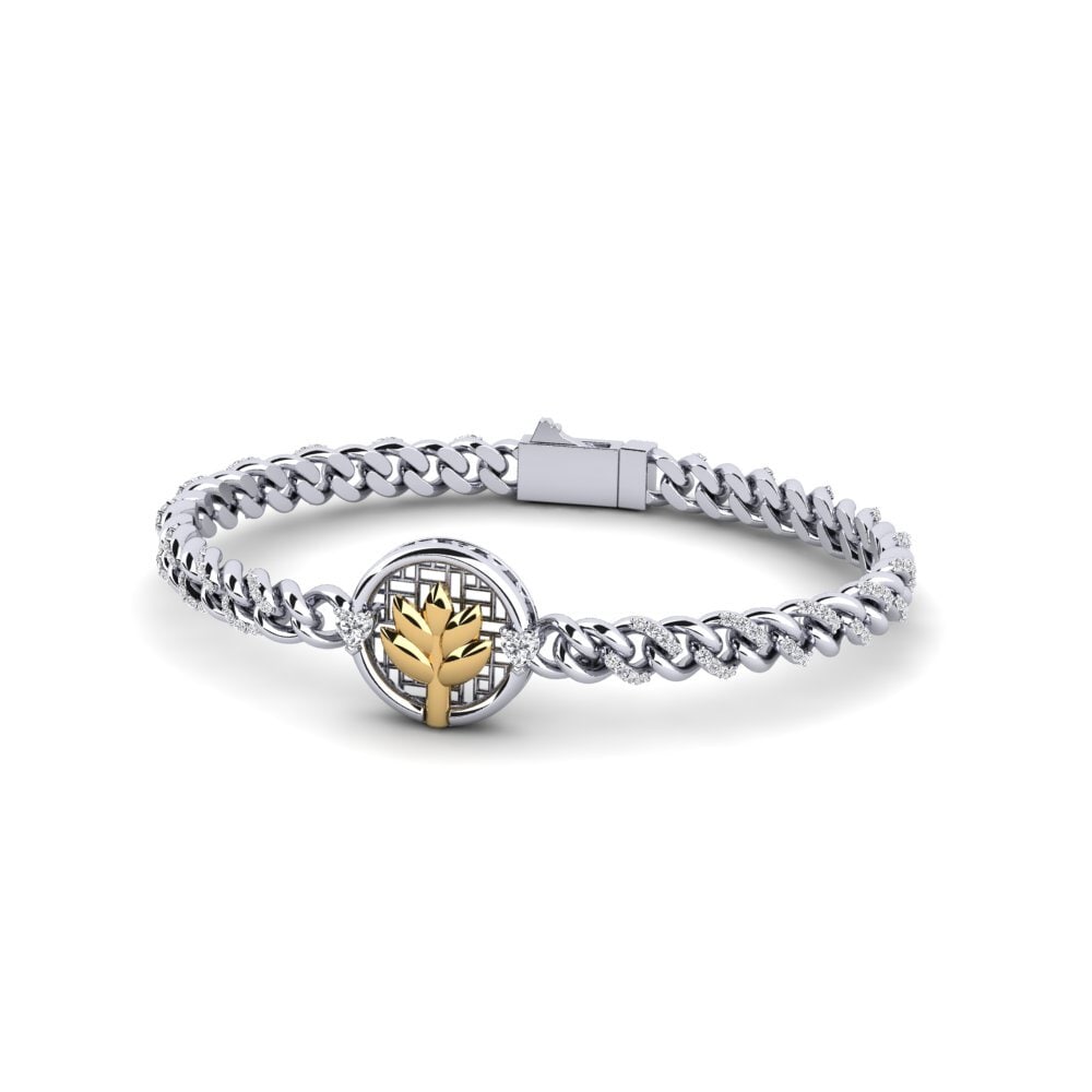 9ct White & Yellow Gold Diamond Women's Bracelet Lantificese