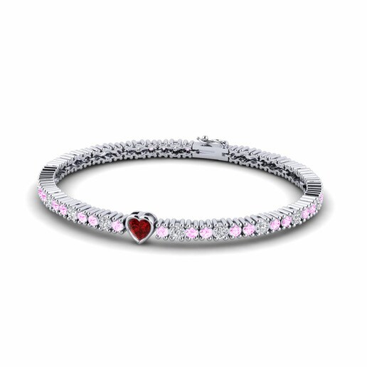 Bracelet Wuld 585 White Gold & Ruby (Lab Created) & Diamond & Pink Sapphire