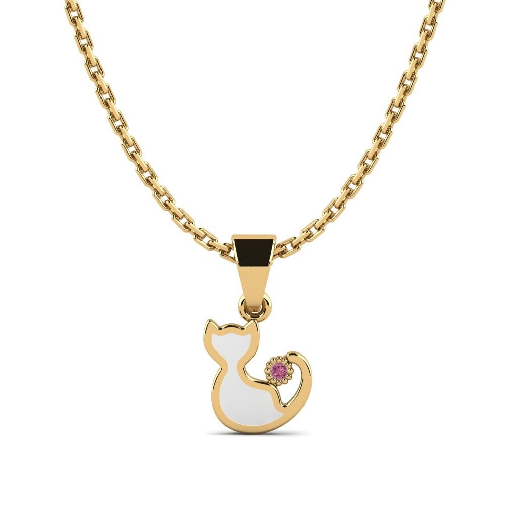 14k Oro Amarillo Rodolita de Granito Colgante para Niño Dermine