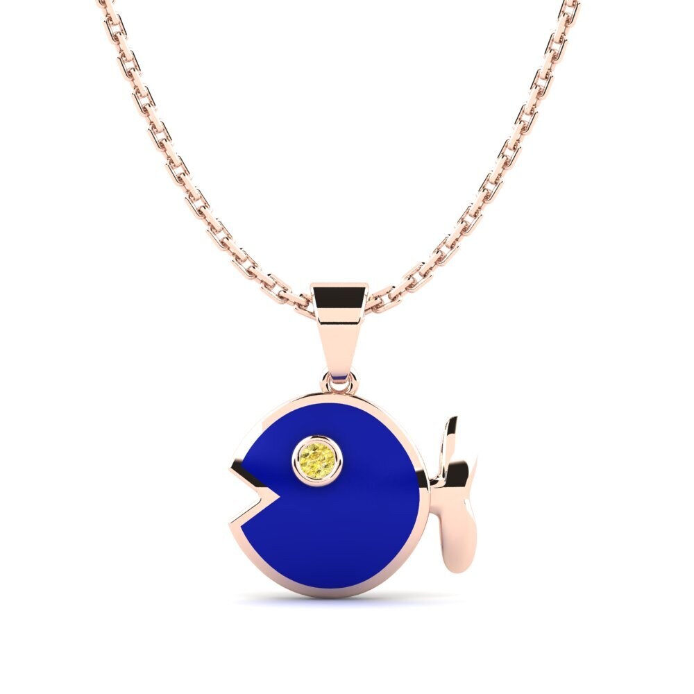 14k Oro Rosa Zafiro amarillo Colgante para Niño Dundeel